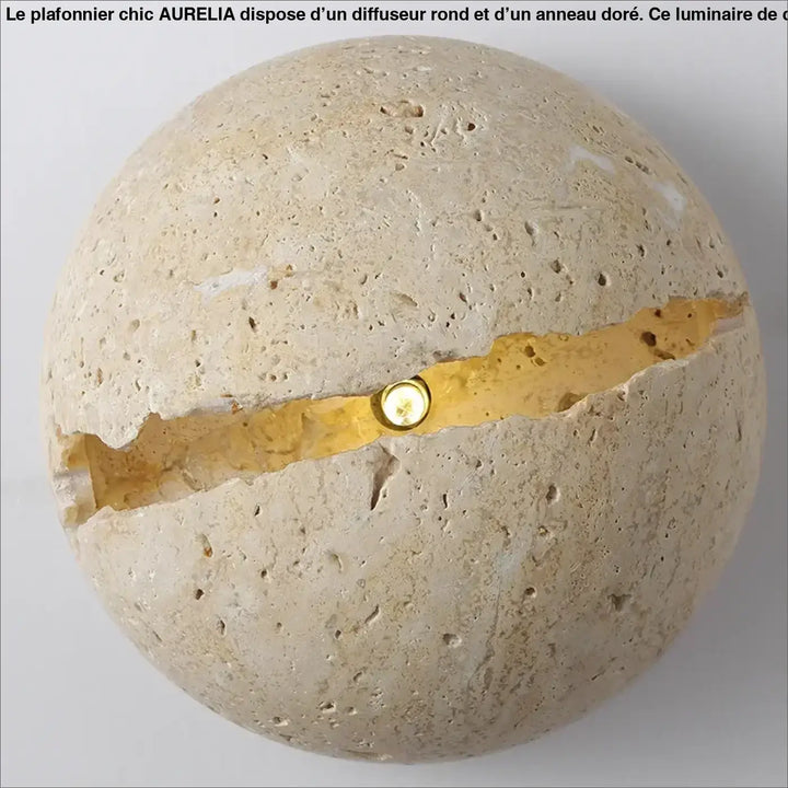 Applique Murale Ronde En Pierre Fendue Avec Lumière Or

