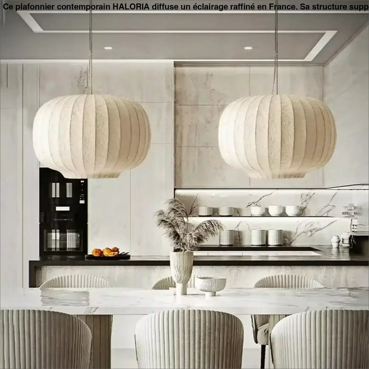 Suspension Luminaire Moderne En Tissu Blanc Plissé Élégant

