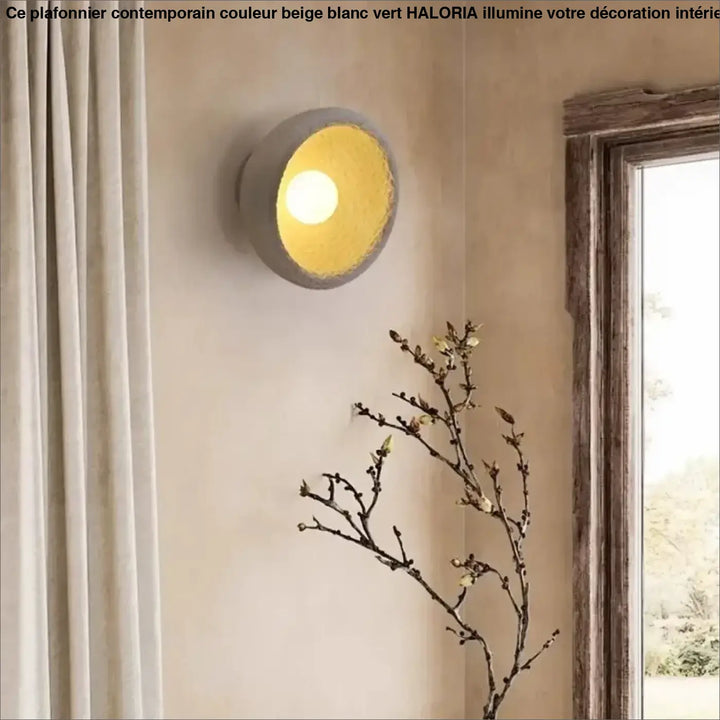 Applique murale ronde en céramique avec éclairage LED chaud


