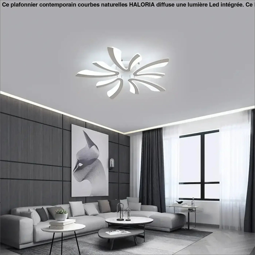Plafonnier LED moderne design floral blanc sculptural

