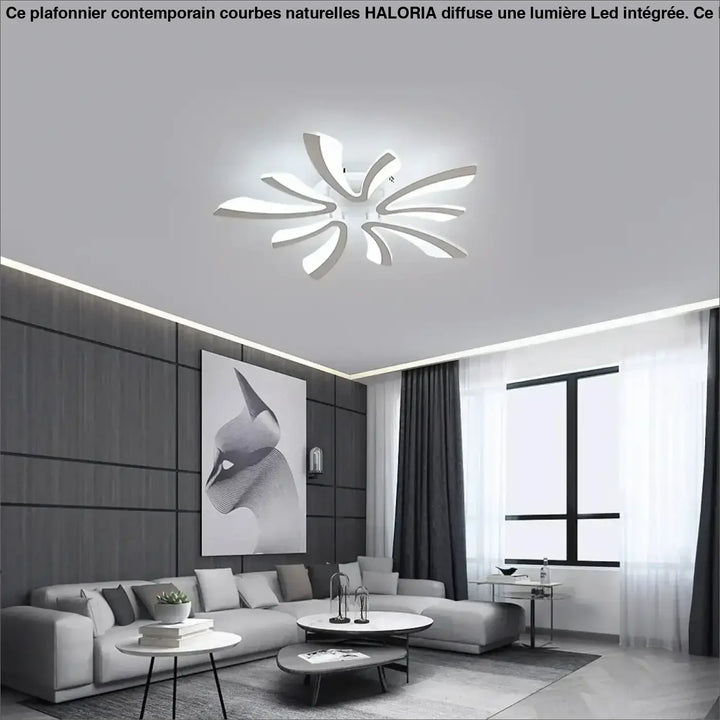 Plafonnier LED moderne design floral blanc sculptural

