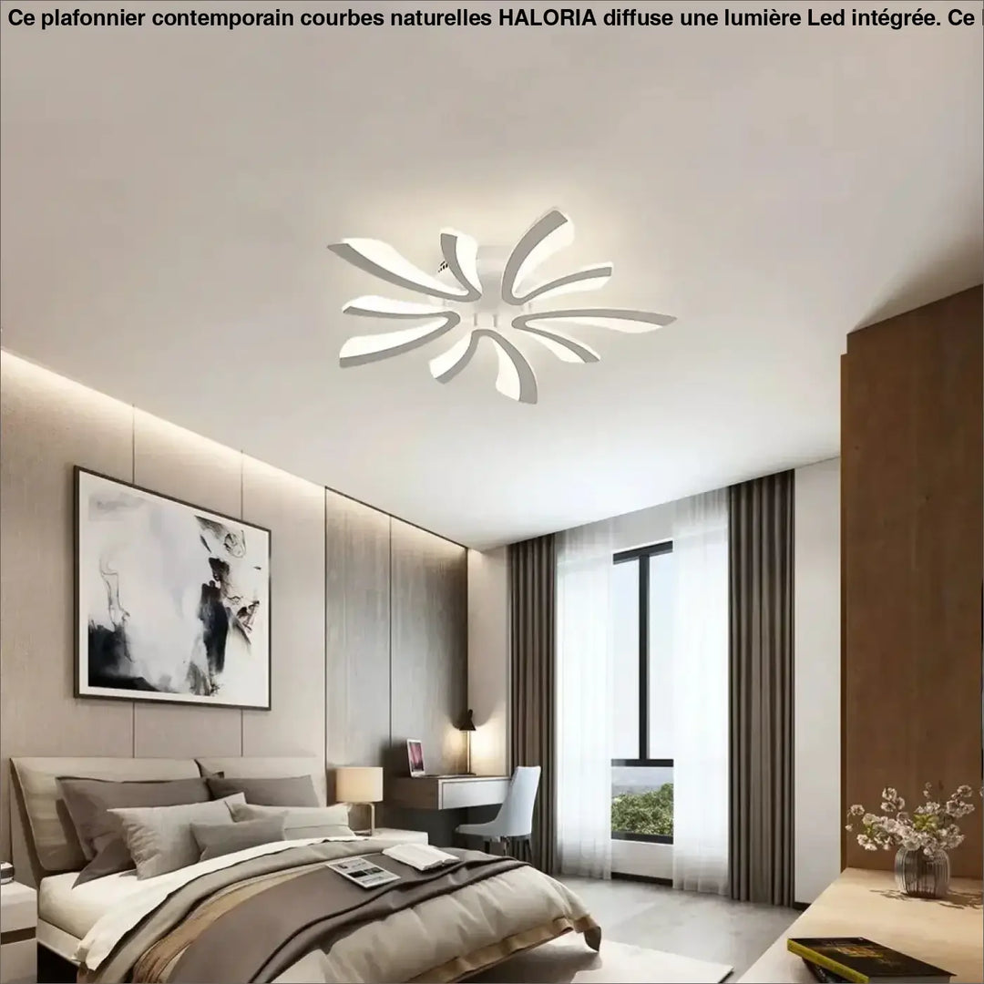Plafonnier LED moderne design floral blanc sculptural


