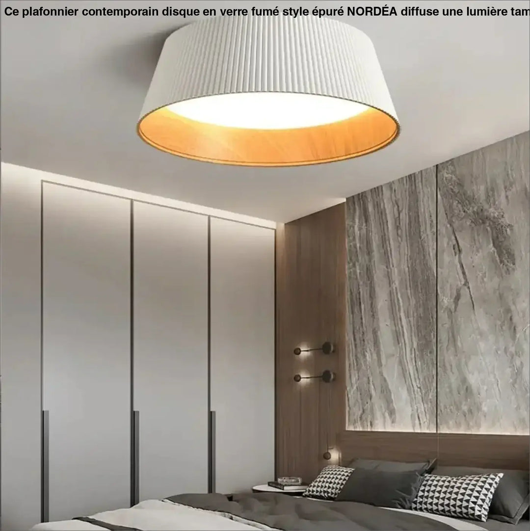 Plafonnier moderne en métal et abat-jour blanc ou noir