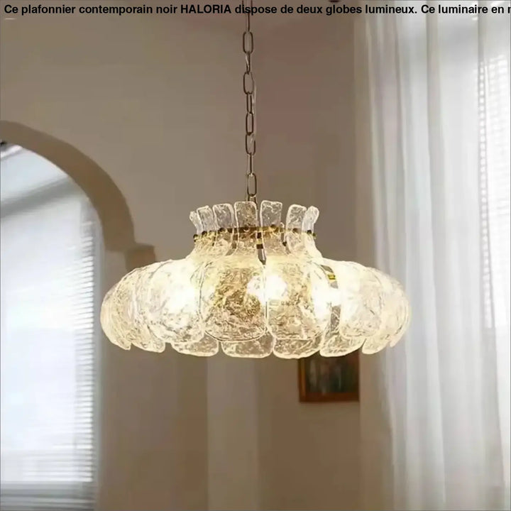 Suspension luminaire en verre style rétro pour salon élégant