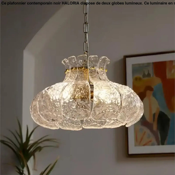 Suspension luminaire en verre style rétro pour salon élégant