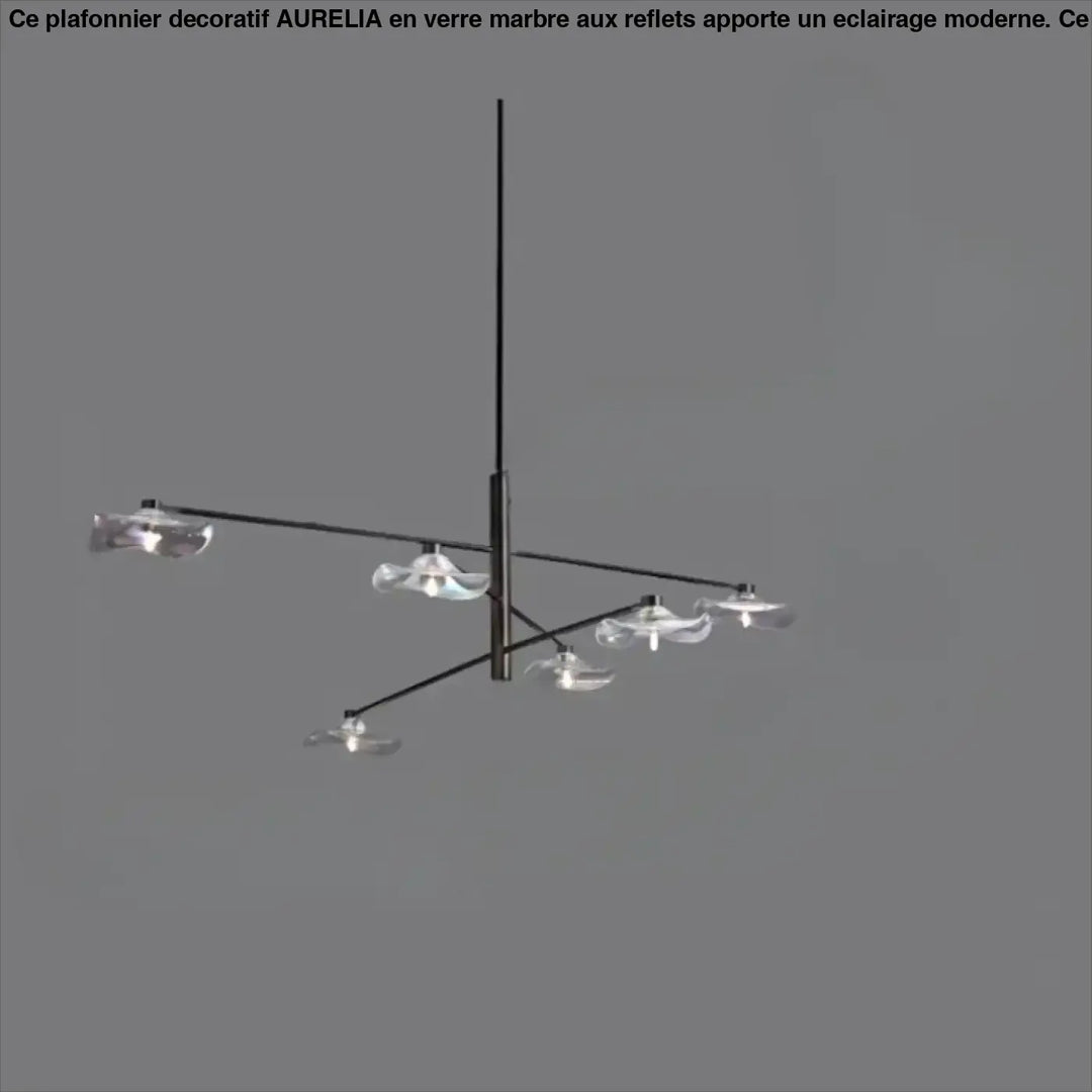 Suspension luminaire vetros noire en métal avec cinq abat-jours en verre clair design moderne inspirée luminaire design
