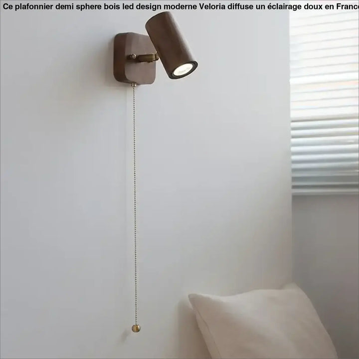 Applique murale orientable en bois naturel en teinte marron