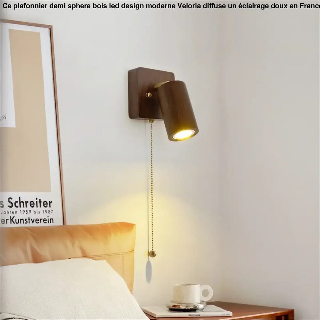 Applique murale orientable en bois naturel en teinte marron