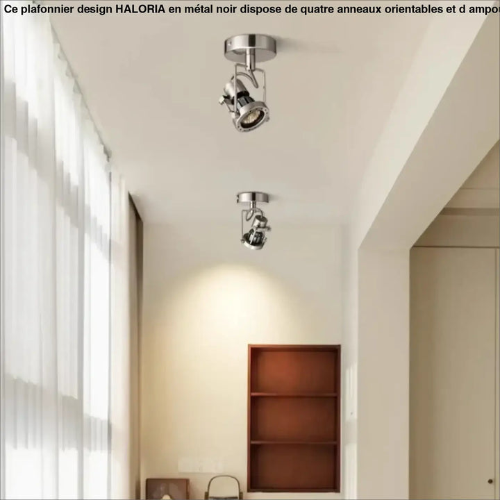 Plafonnier spot orientable métal brossé pour couloir design

