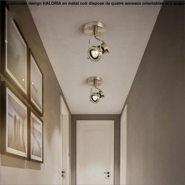 Plafonnier spot orientable métal brossé pour couloir design

