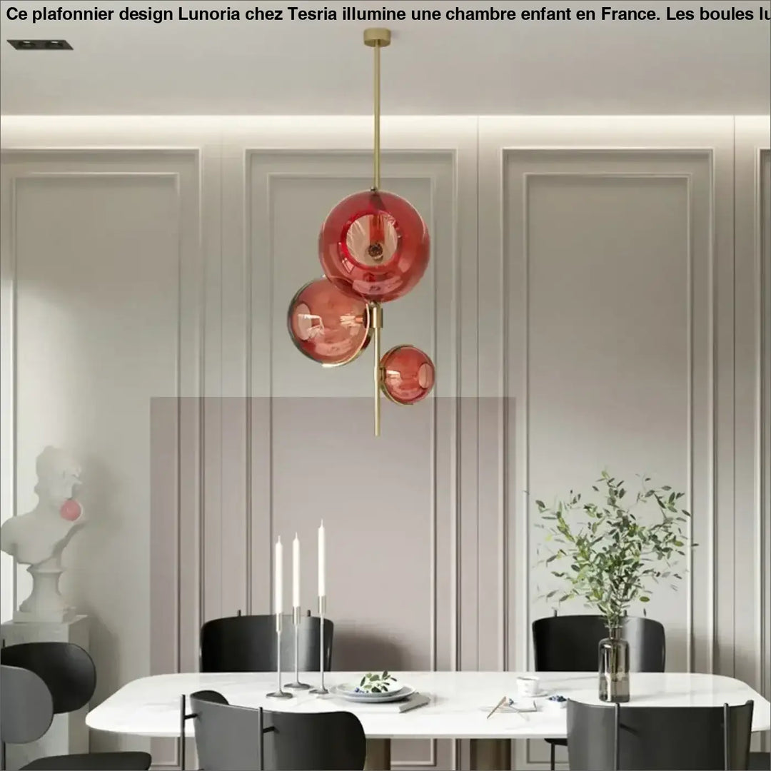 Suspension Luminaire contemporaine grappes de boules verre coloré