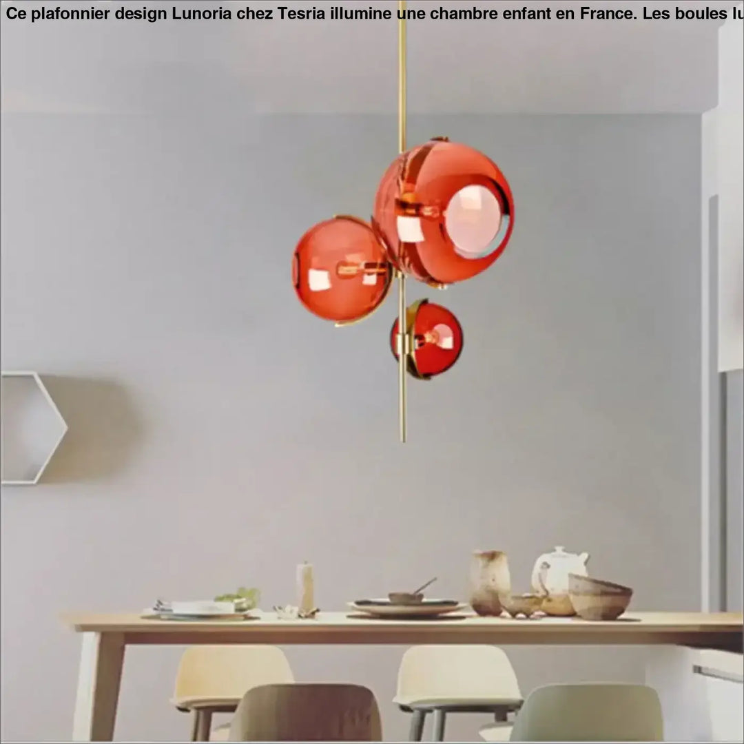 Suspension Luminaire contemporaine grappes de boules verre coloré