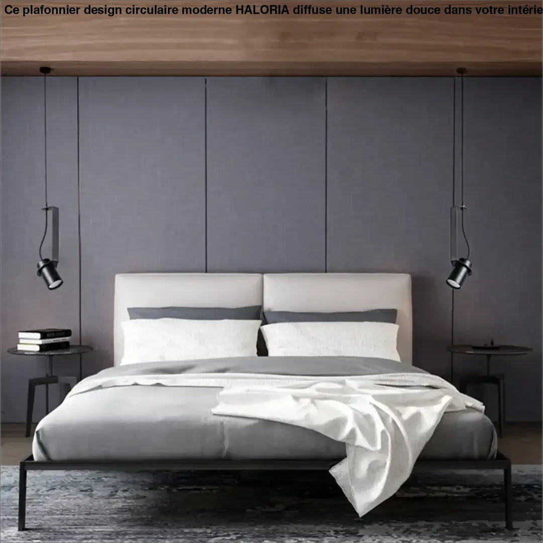 Suspension cylindrique noire minimaliste moderne chic