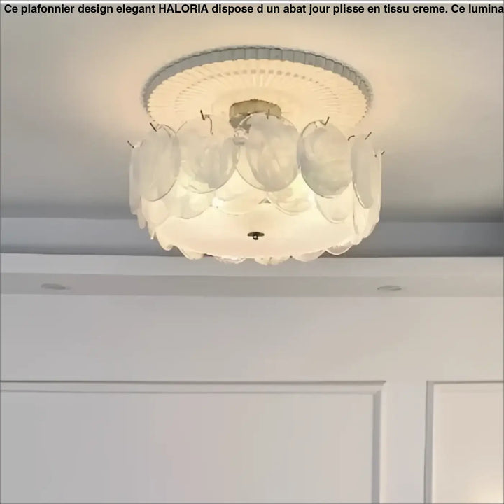 Luminaire plafonnier abalone avec pétales en verre dépoli translucide et base en laiton pour éclairage intérieur