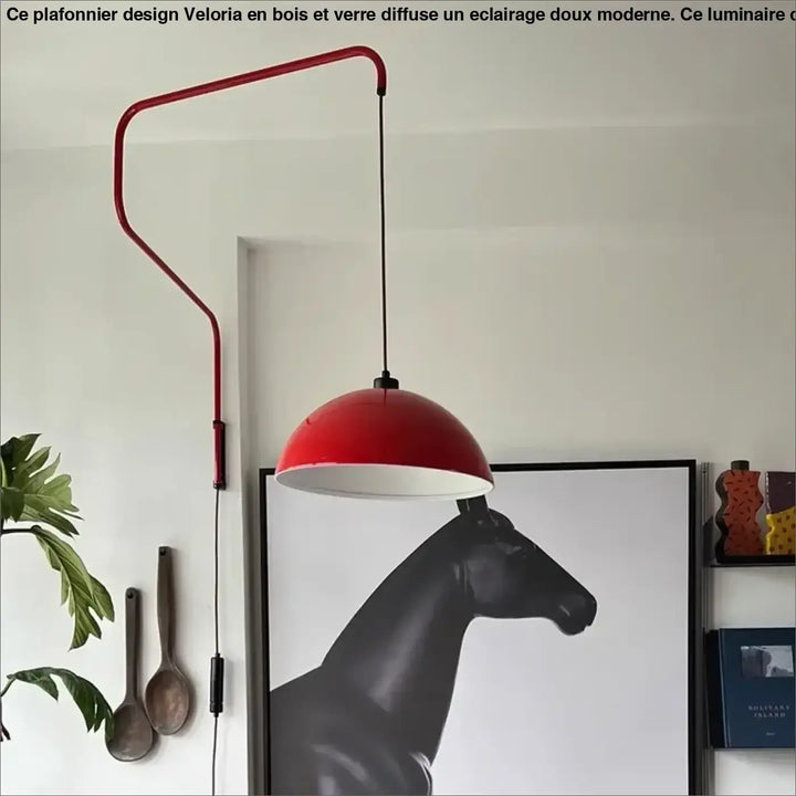 Applique murale rouge avec bras courbé