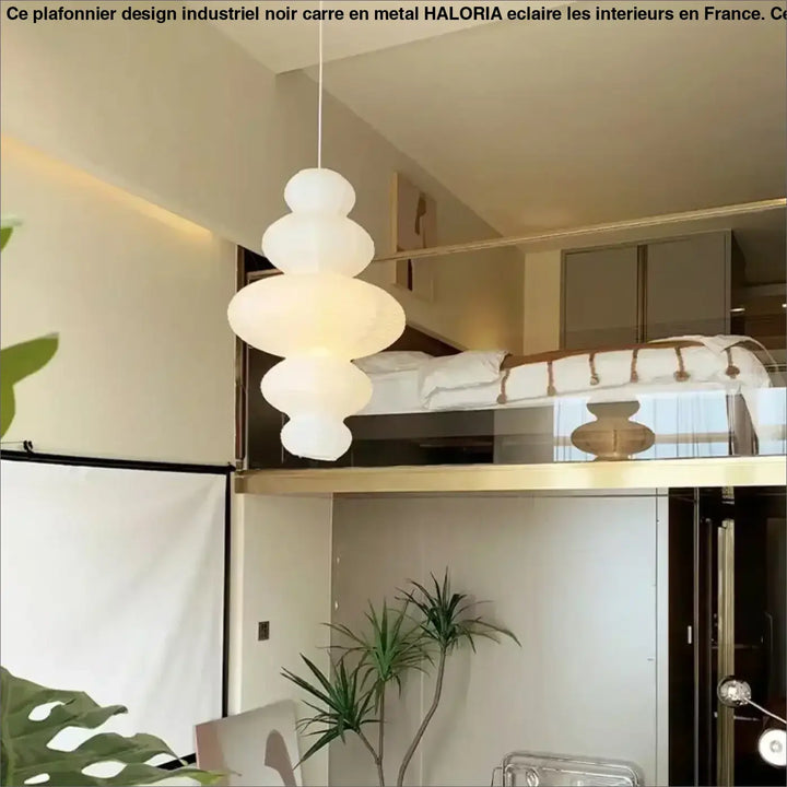 Suspension luminaire en papier design moderne blanc épuré