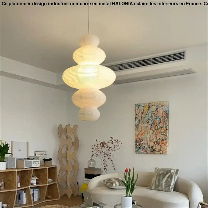 Suspension luminaire en papier design moderne blanc épuré