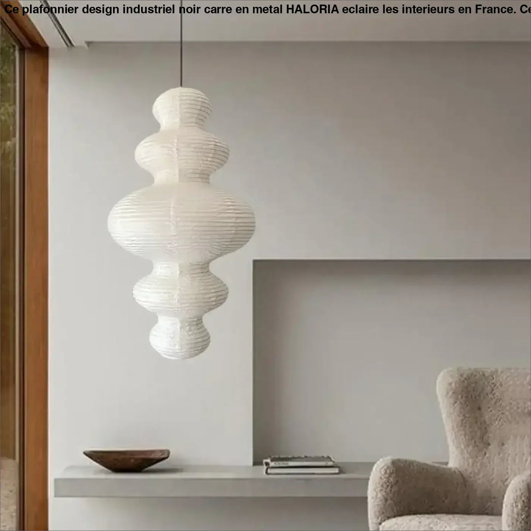 Suspension luminaire en papier design moderne blanc épuré