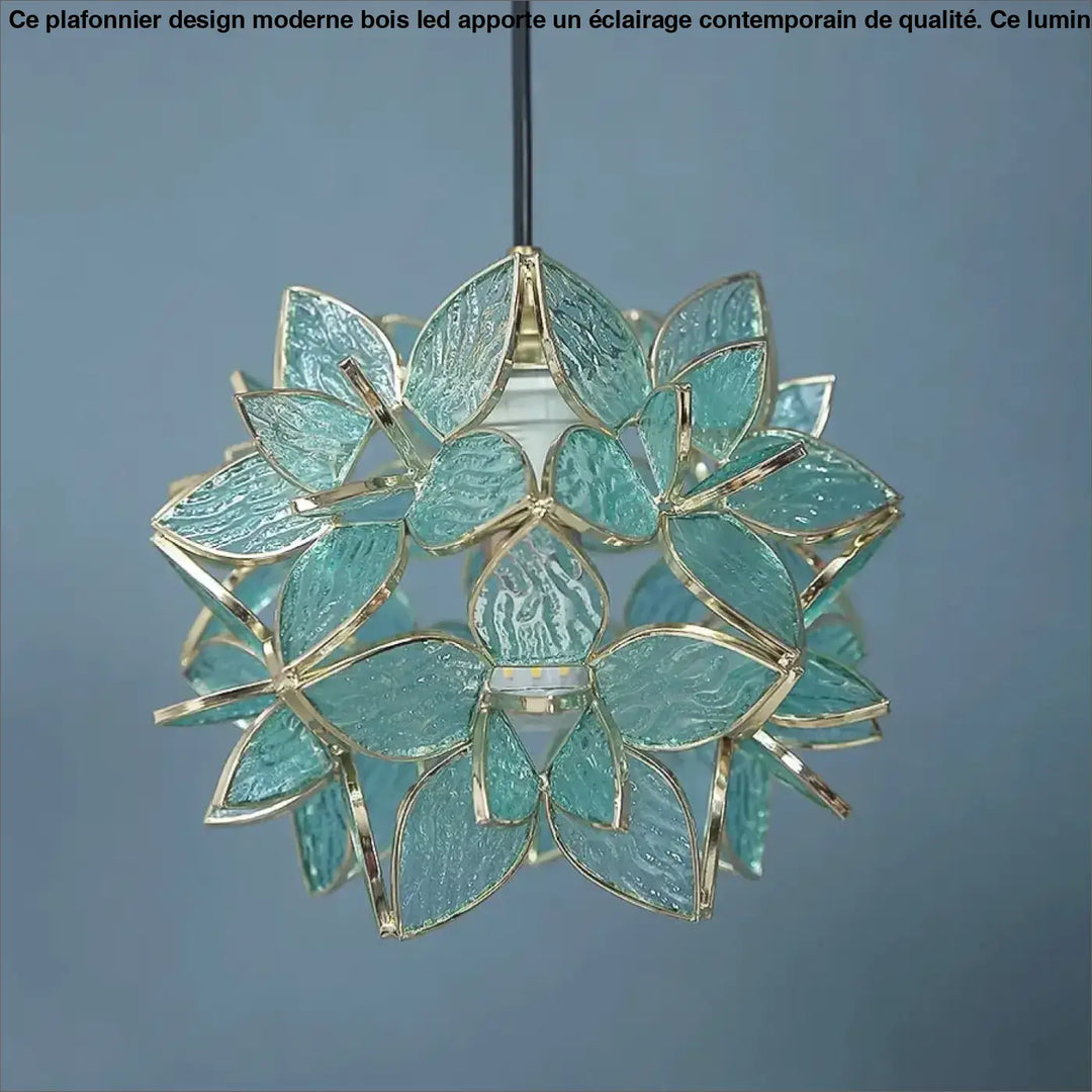 Suspension luminaire en verre forme de fleur au style poétique