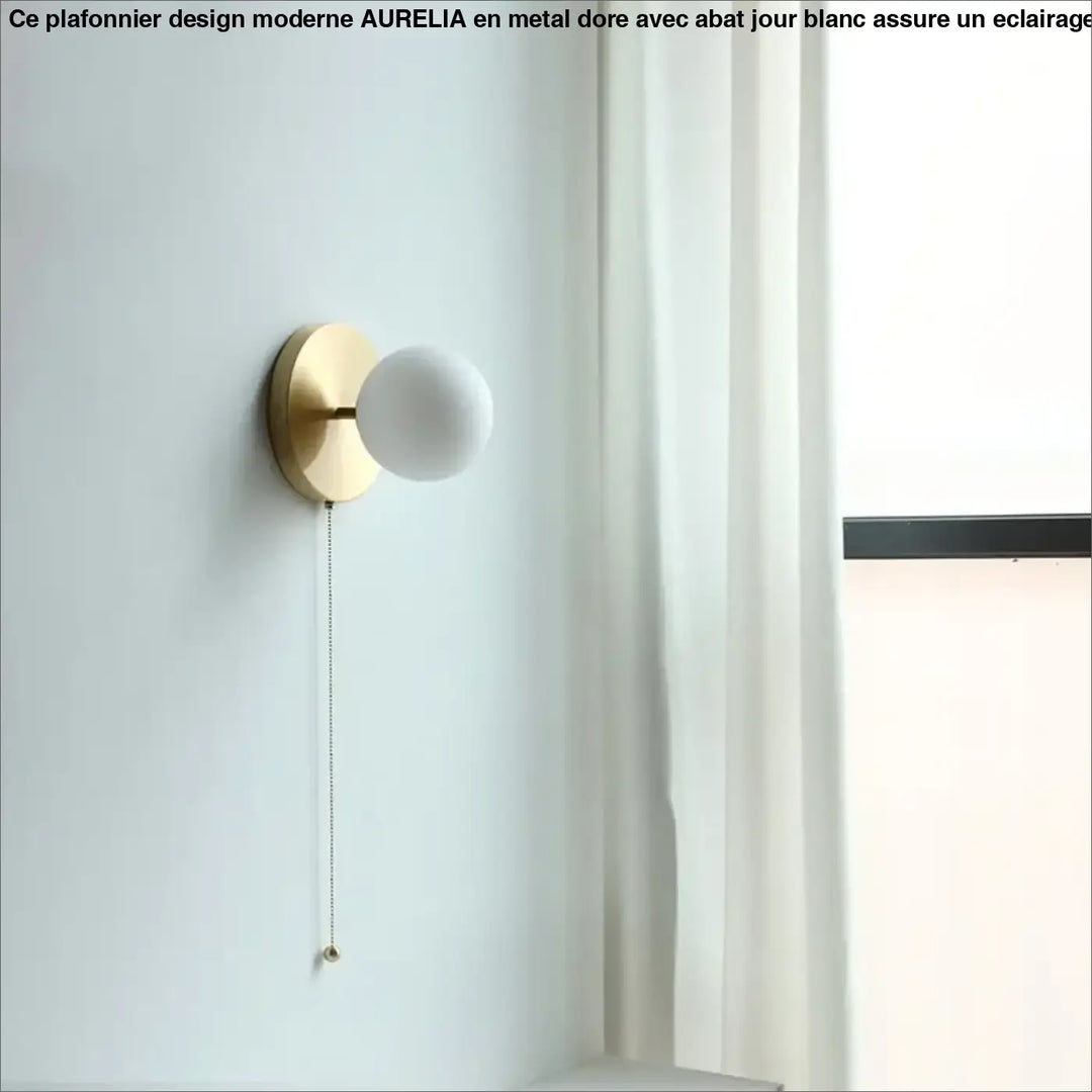 Applique murale en bois avec globe lumineux blanc style scandinave
