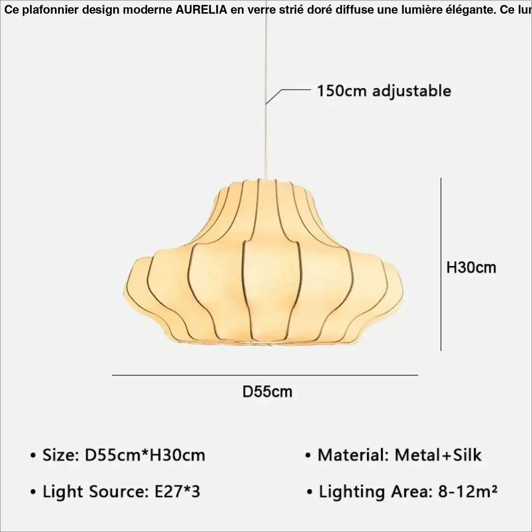 Suspension design élégante en tissu et métal sculpté