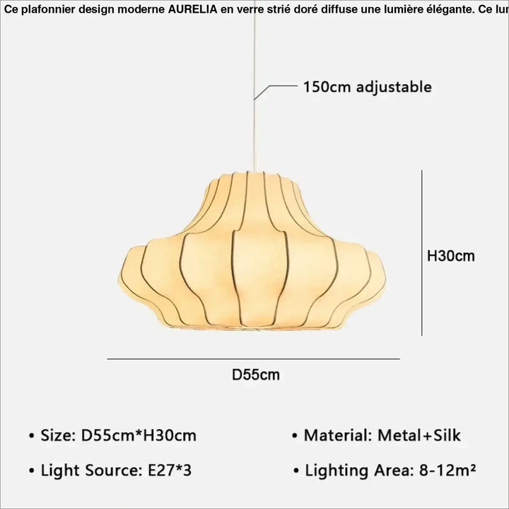 Suspension design élégante en tissu et métal sculpté