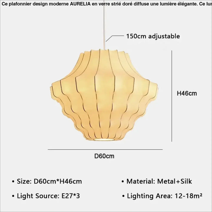 Suspension design élégante en tissu et métal sculpté
