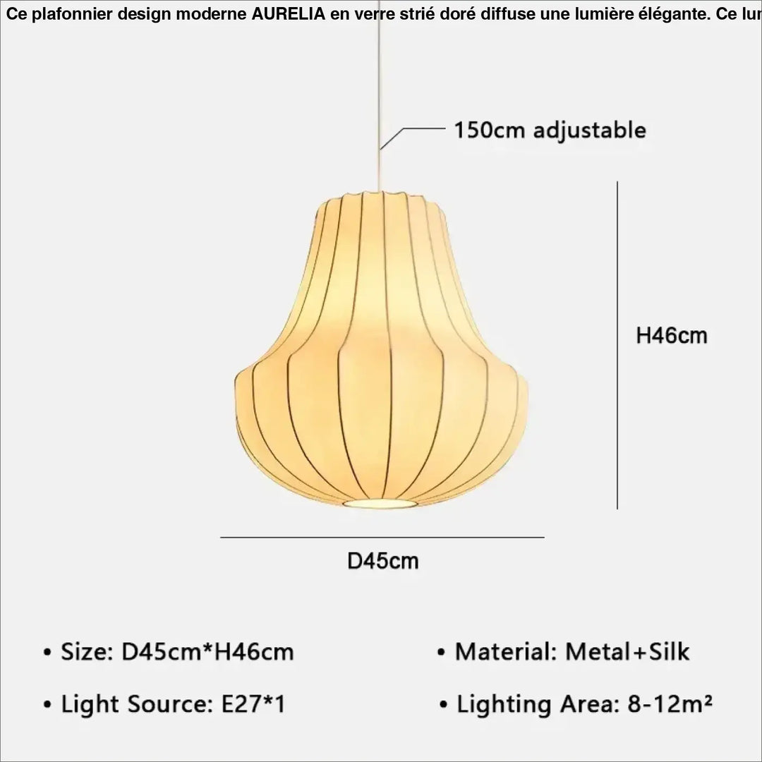 Suspension design élégante en tissu et métal sculpté