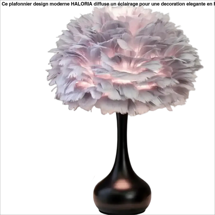 Lampe de chevet Penna avec plume blanche douce et base noire élégante en matériau léger pour éclairage d ambiance