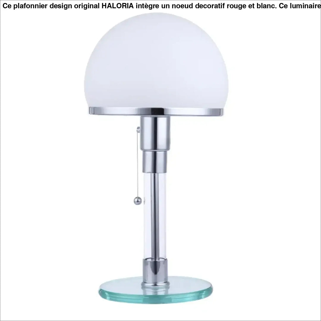 Lampe de table nisha avec base chromée en verre clair et abat-jour blanc dépoli pour une ambiance chaleureuse