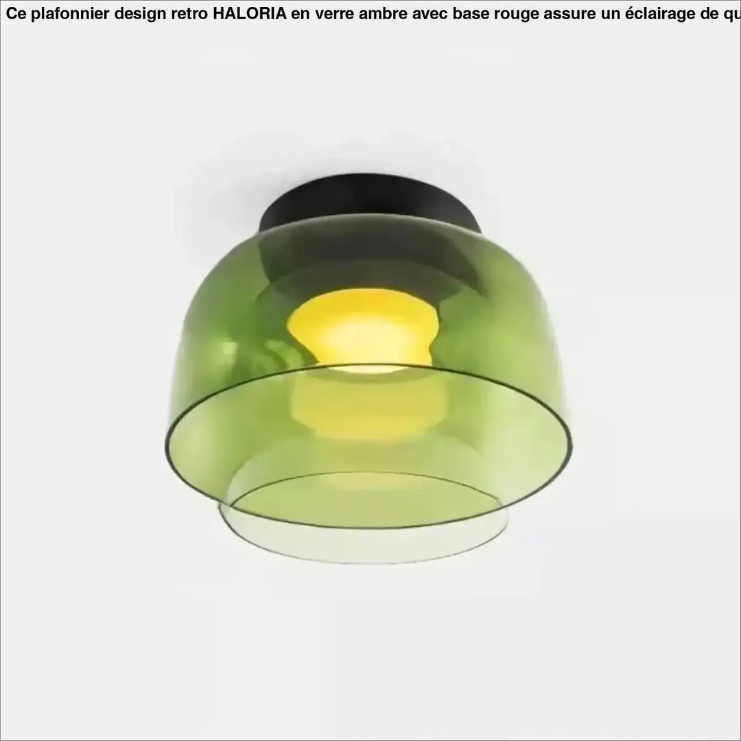Luminaire plafonnier ceili en verre translucide vert avec base noire luminaire plafonnier coloré médiéval