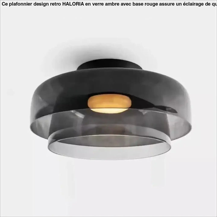 Luminaire plafonnier ceili en verre fumé noir moderne avec design superposé élégant et ampoule à tonalité chaude