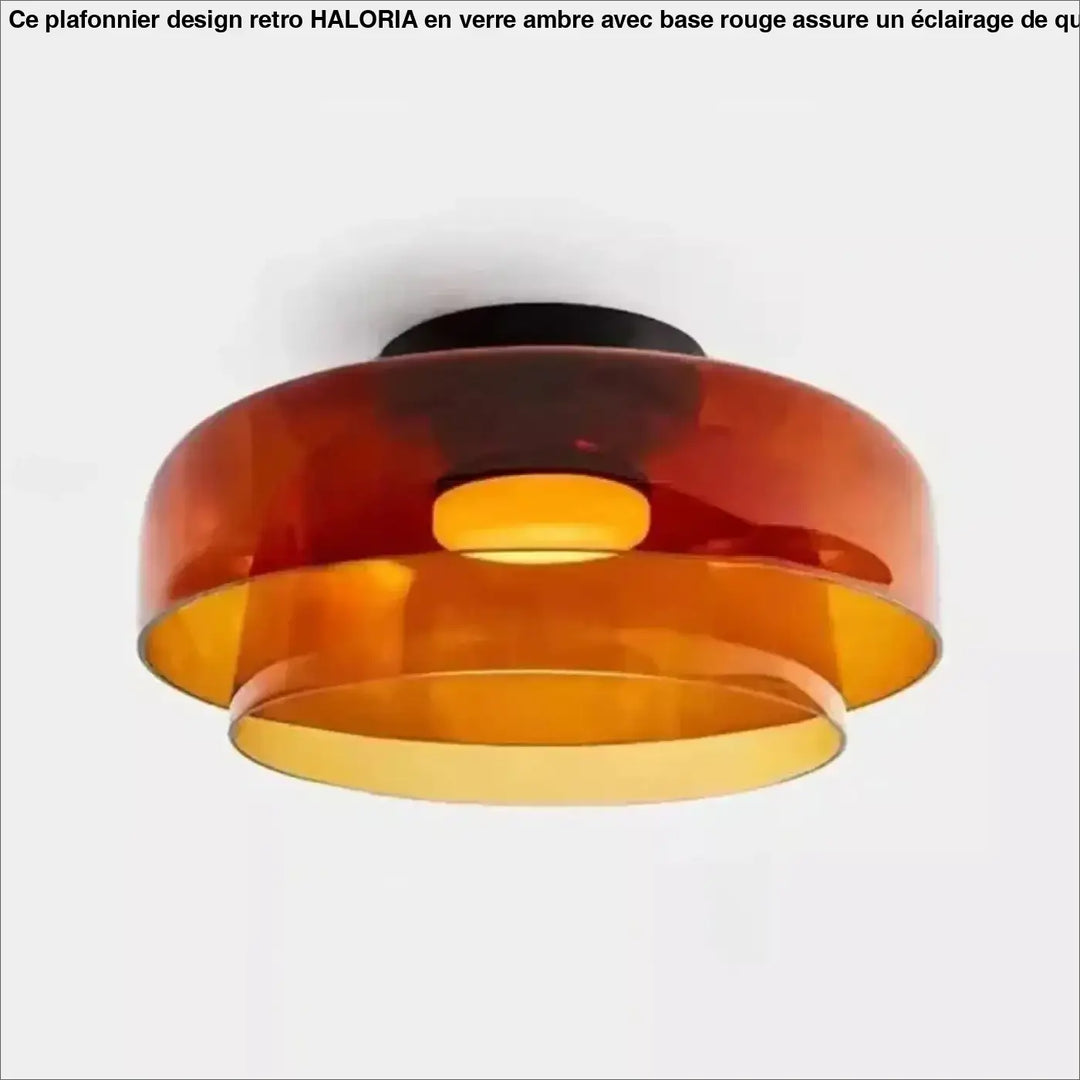 Luminaire plafonnier ceili moderne à deux niveaux avec abat-jours en verre ambré translucide et base noire