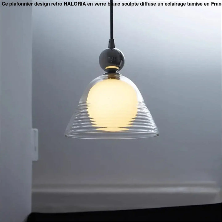Suspension luminaire minimaliste en verre transparent design épuré