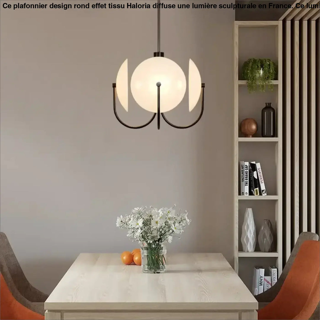 Suspension Design Globe Blanc Et Disques Minimaliste Élégance
