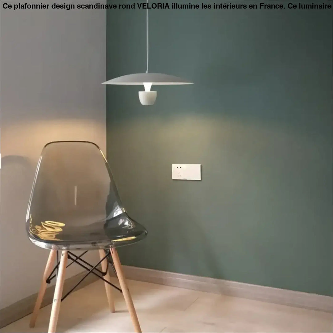 Suspension luminaire habaka avec abat-jour disque mat gris et douille centrale blanche sans frais supplémentaires