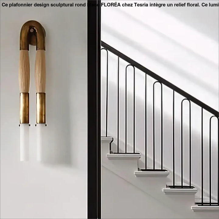 Applique murale design double tube LED en métal et tissu