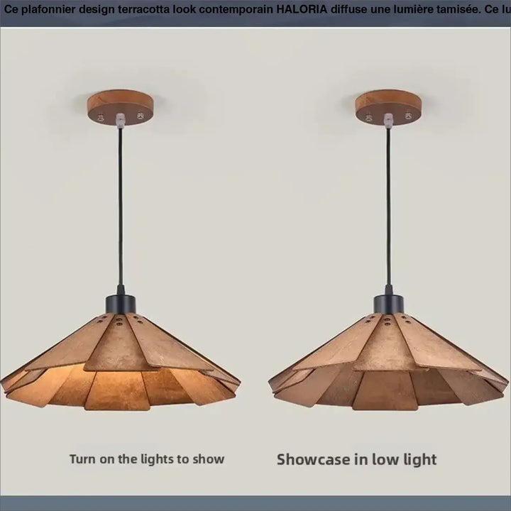Suspension luminaire bois massif noyer design moderne chic