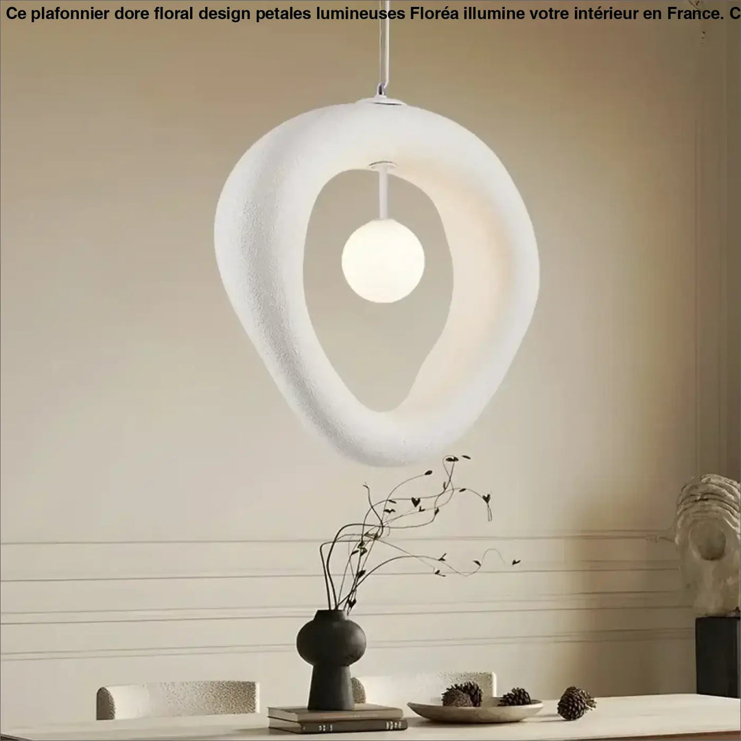 Suspension luminaire design blanche à anneau organique épuré