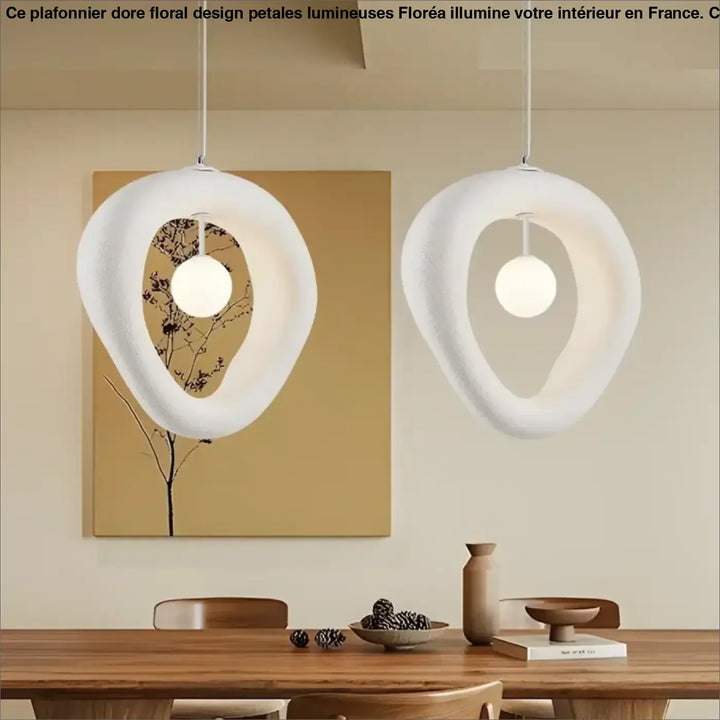 Suspension luminaire design blanche à anneau organique épuré