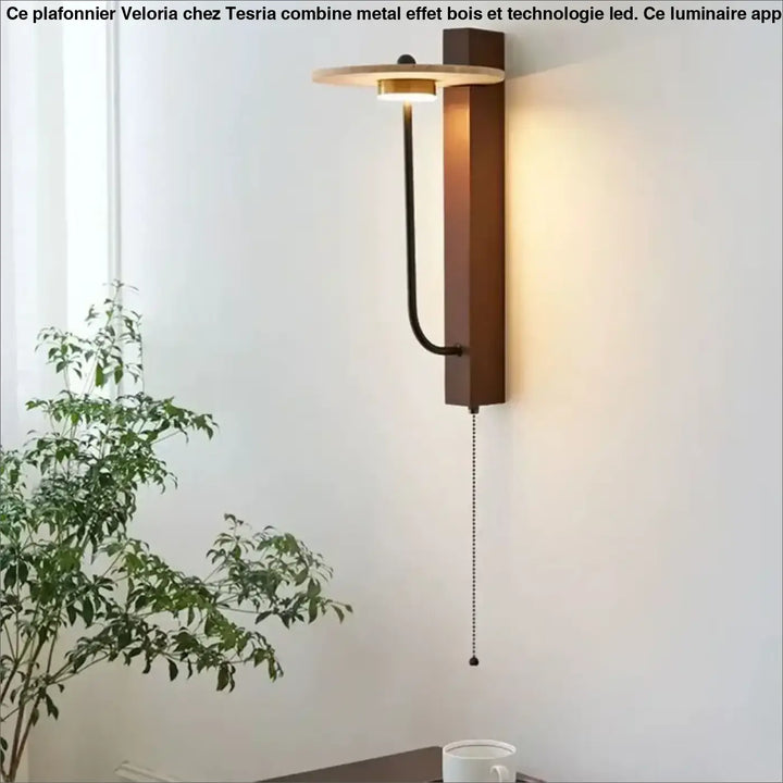 Applique led murale minimaliste bois contemporain style épuré
