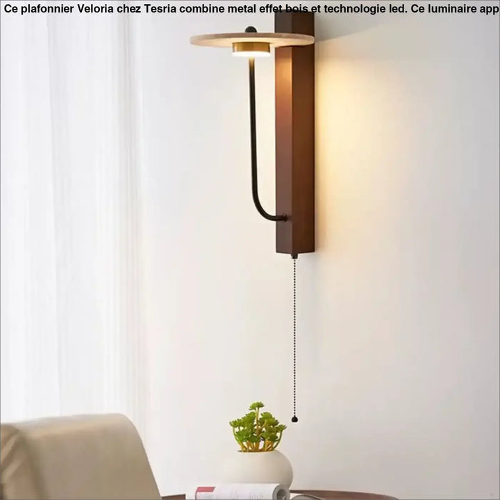 Applique led murale minimaliste bois contemporain style épuré