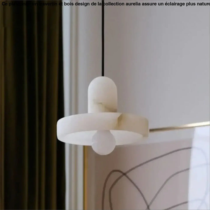 Suspension luminaire blanche moderne en pierre élégante