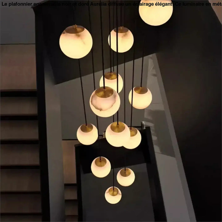 Suspension design boules en verre marbré chic élégance
