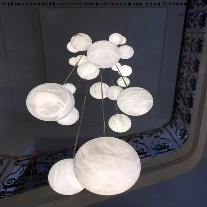 Suspension design boules en verre marbré chic élégance