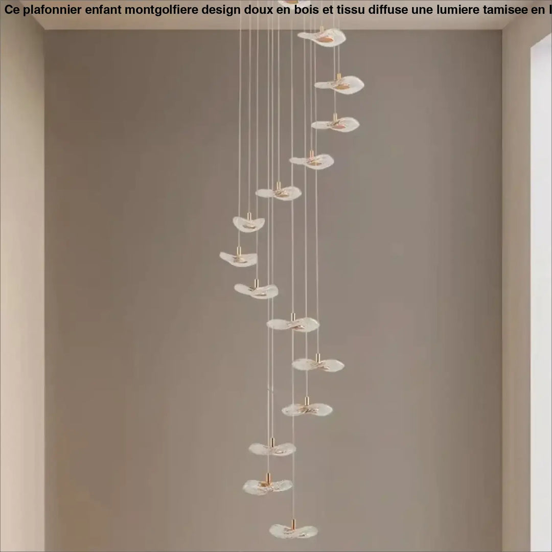 Suspension Cascade Moderne Disques Lumineux Pour Escalier

