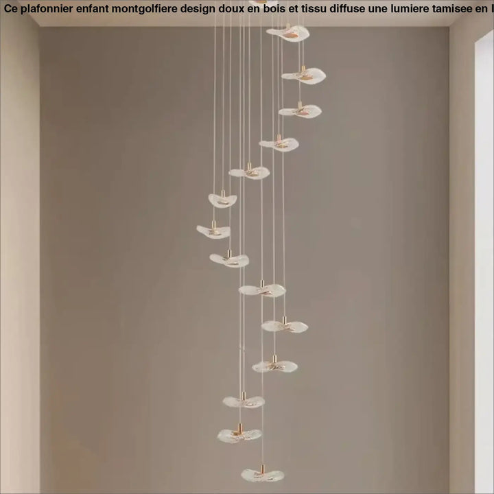 Suspension Cascade Moderne Disques Lumineux Pour Escalier

