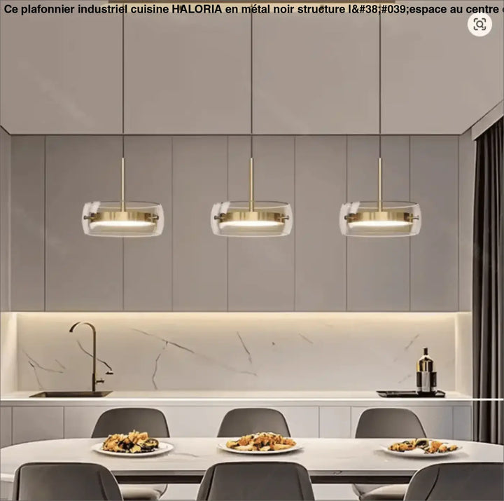 Plafonnier industriel pour cuisine avec triple anneaux