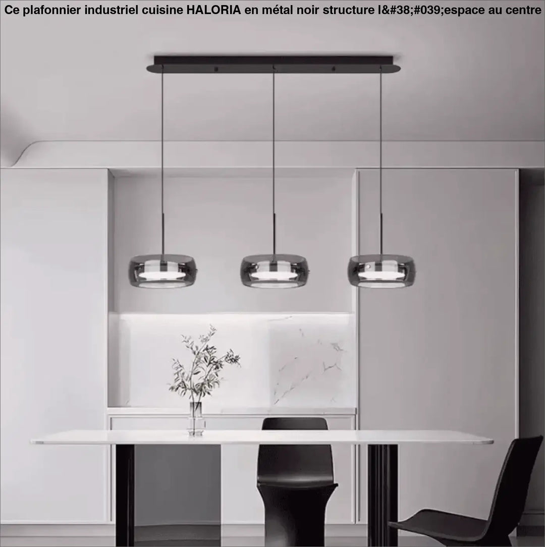 Plafonnier industriel pour cuisine avec triple anneaux