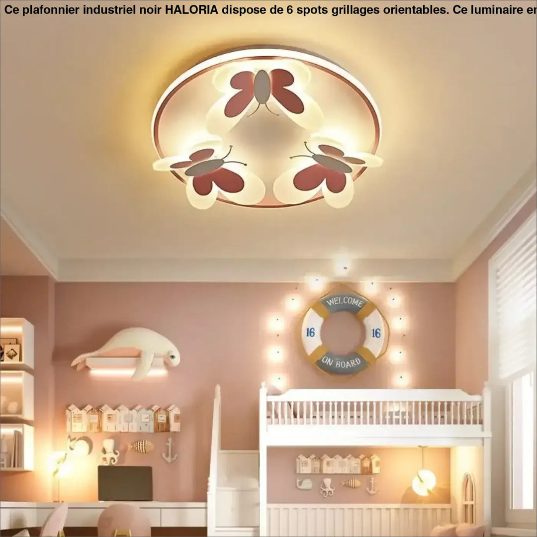 Kids ceiling lamp Butterfly Decorative pink ceiling light Study Children Room Kid Salon Creative Lamps Indoor girl